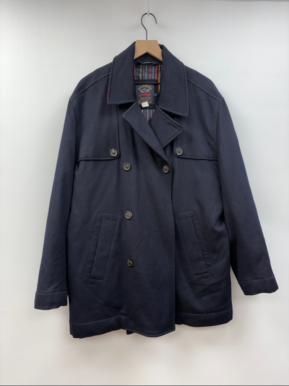 Men's Paul & Shark Yachting Loro Piana Trench Coat Winter Jacket Navy XL
